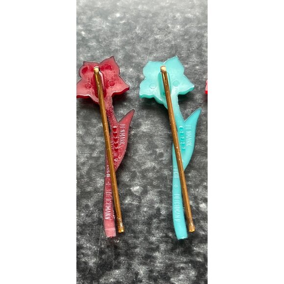 Vintage 1974 Lot Of 12 Lotus Flower Brooch/Bobbie Pin Buch + Deichmann Denmark - Picture 8 of 10